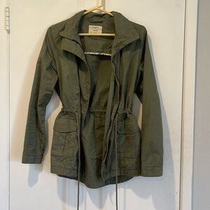 Iris Jacket Women Small Full Zip Drawstring Waist Los Angeles green Olive Coat